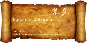 Nyemetz Johanna névjegykártya